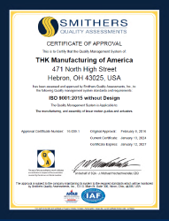 ISO 9001 Certificate THK Manufacturing of America, Inc.